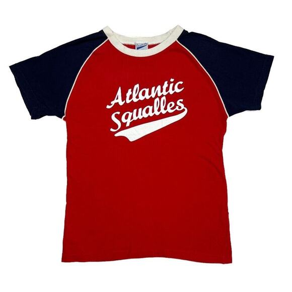 Pali Rali Club Vintage Baseball Shirt Atlantic Squalles Red Blue Short Sleeve - Picture 1 of 8
